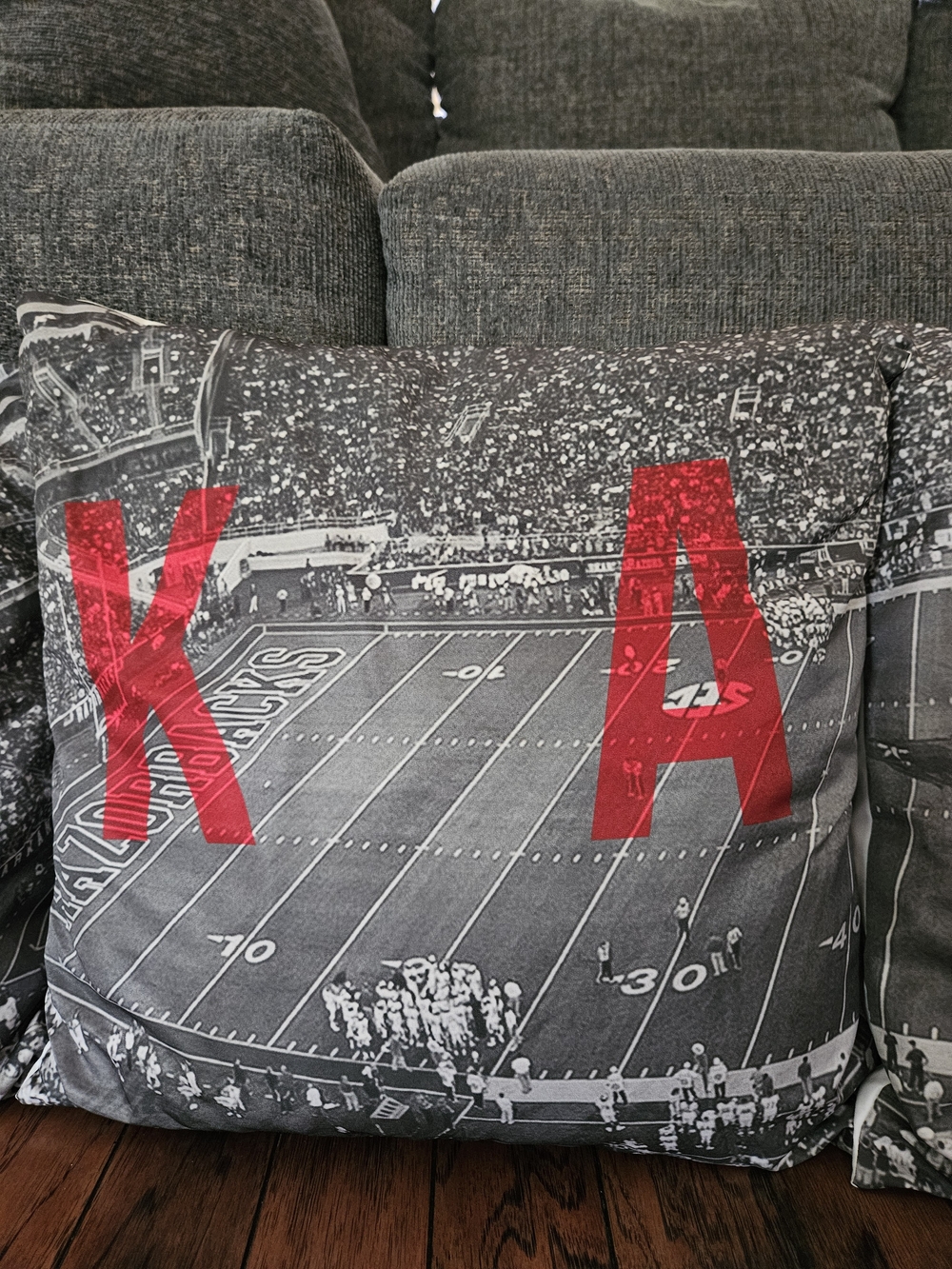 Arkansas Razorbacks Football Field Pillowcases With Red Letters - Picture 3 of 6